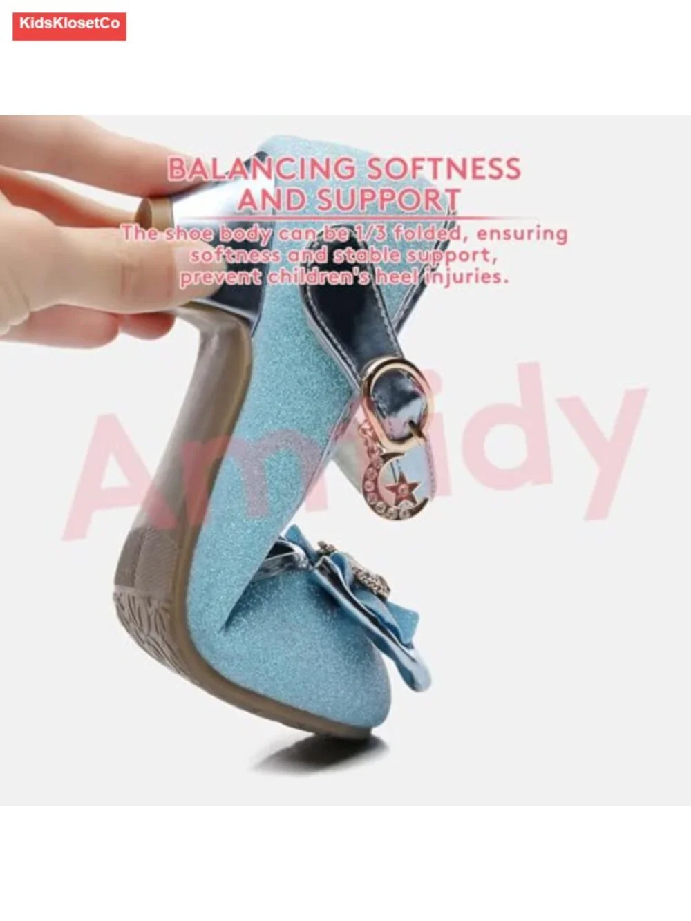 Girls Mary Jane Flats with Low Heel and Velcro Closure